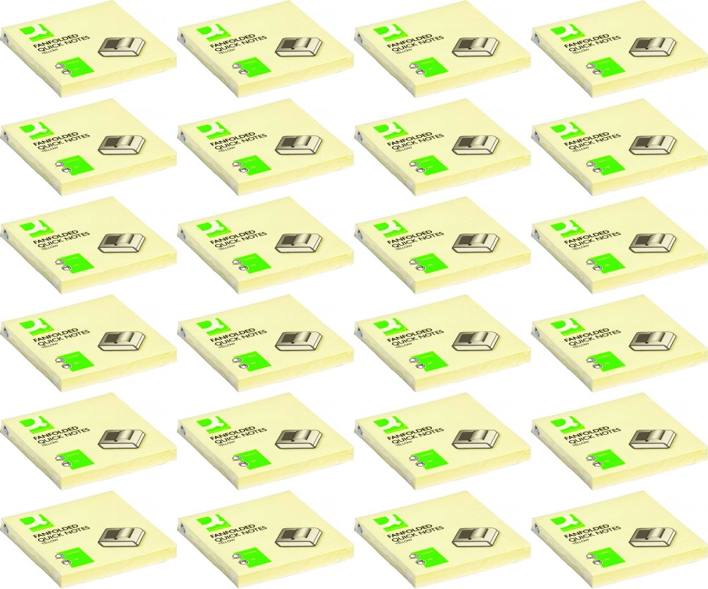 24x Karteczki samoprzylepne Q-Connect, harmonijkowy, 76x76mm, 100 karteczek, jasnożółty