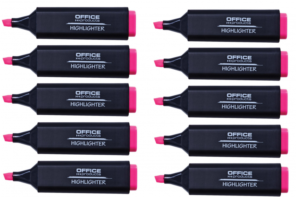 10x Zakreślacz Office Products, ścięta, 1-5mm, różowy