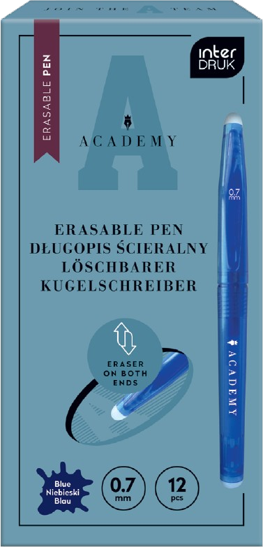 12x Długopis ścieralny Interdruk Academy, niebieski