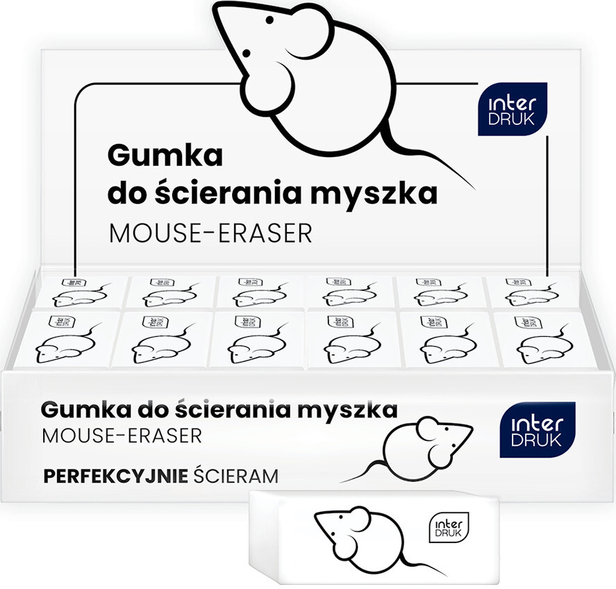 36x Gumka do ścierania Interdruk Mouse, biały