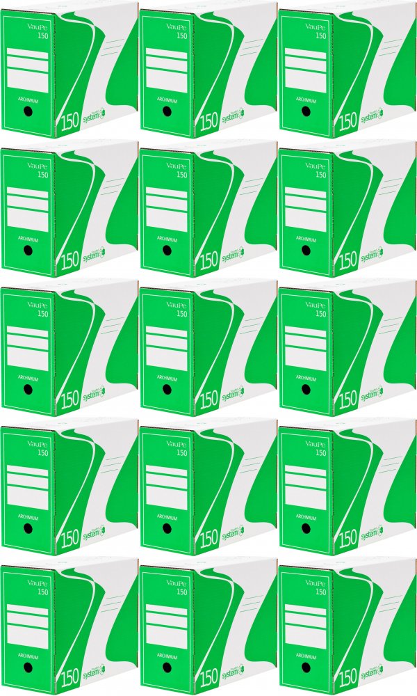 15x Pudło archiwizacyjne VauPe, do luźnych dokumentów, 150mm, zielony