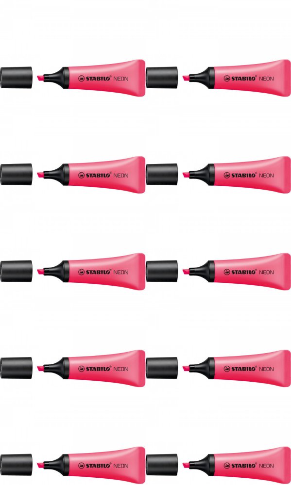 10x Zakreślacz Stabilo Neon 72/56, ścięta, różowy