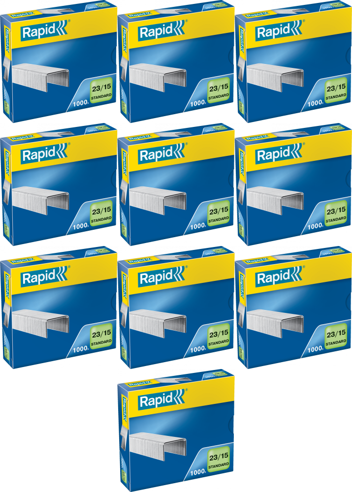 10x Zszywki Rapid Standard, 23/15 1M, 1000 sztuk, srebrny