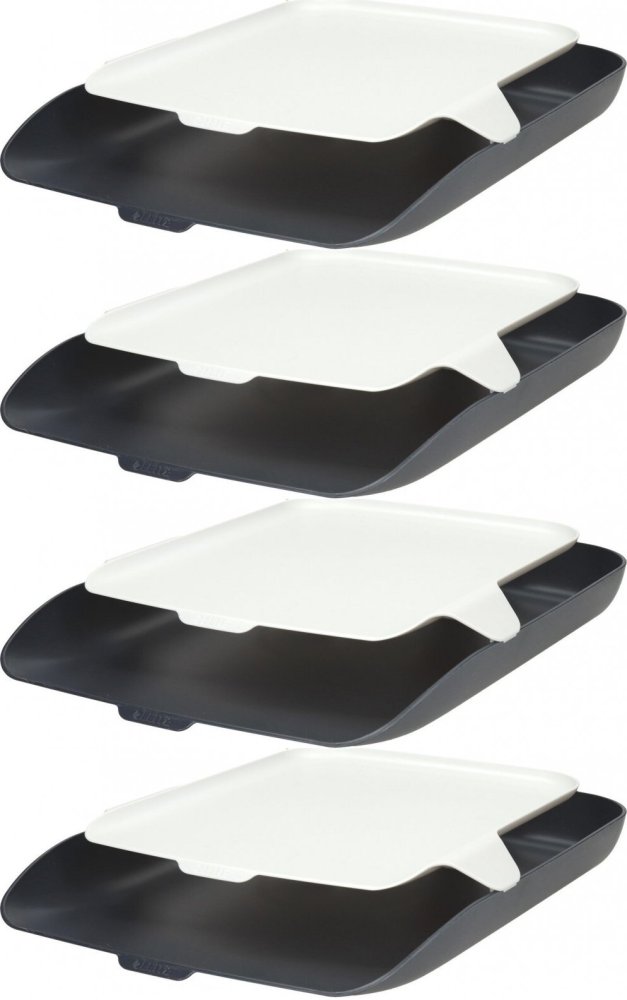 4x Półka na dokumenty z organizerem Leitz Cosy, A4, plastikowa, szary