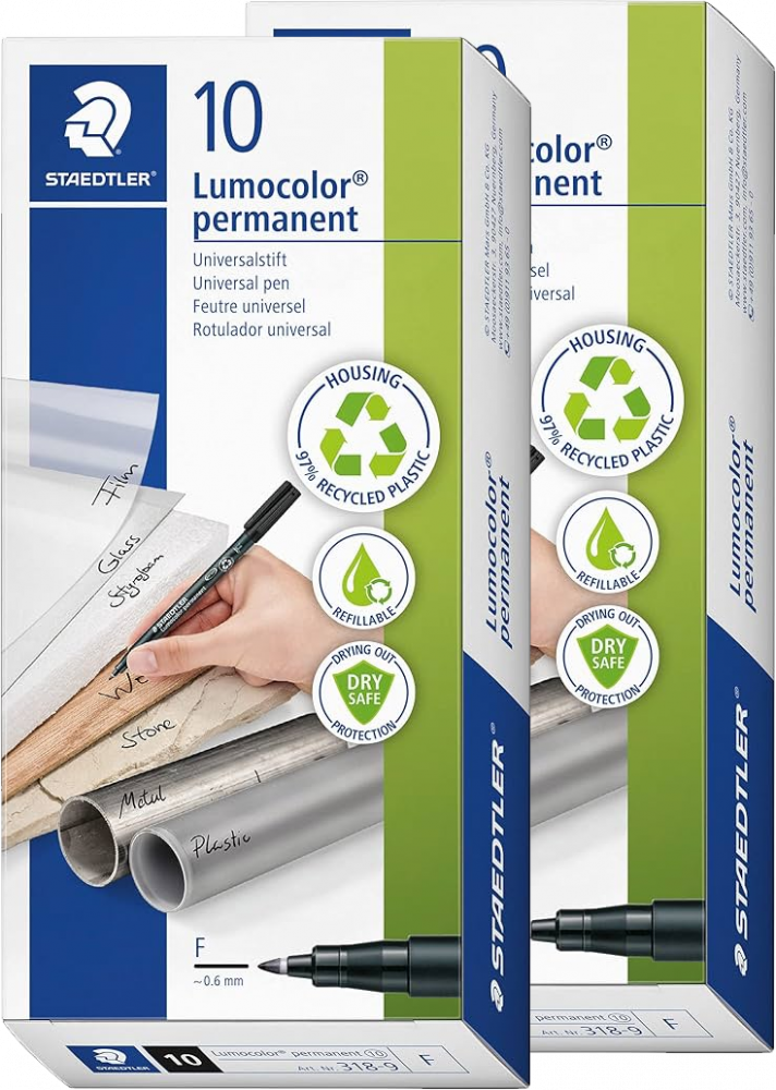 20x Foliopis Staedtler Lumocolor, okrągła, 0.6 mm (F), czarny