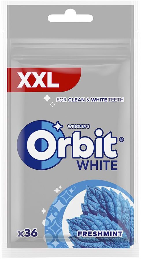 Guma do żucia bez cukru Orbit White Freshmint, miętowy, torebka, 36 drażetek