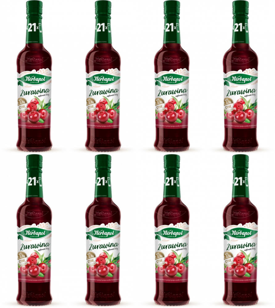 8x Syrop Herbapol Owocowa Spiżarnia, żurawina, 420ml