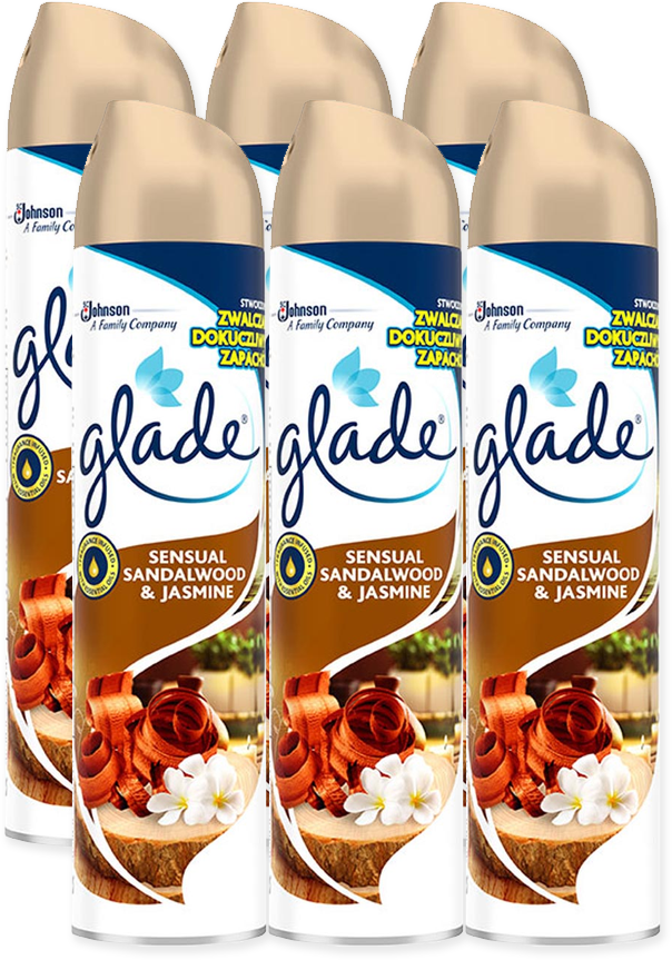 6x Odświeżacz powietrza Glade by Brise, spray, drzewo sandałowe i jaśmin, 300ml