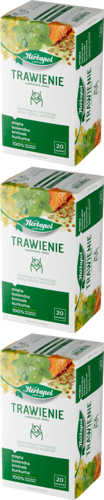 3x Herbata funkcjonalna w torebkach Herbapol, trawienie + praca wątroby, 20 sztuk x 2g