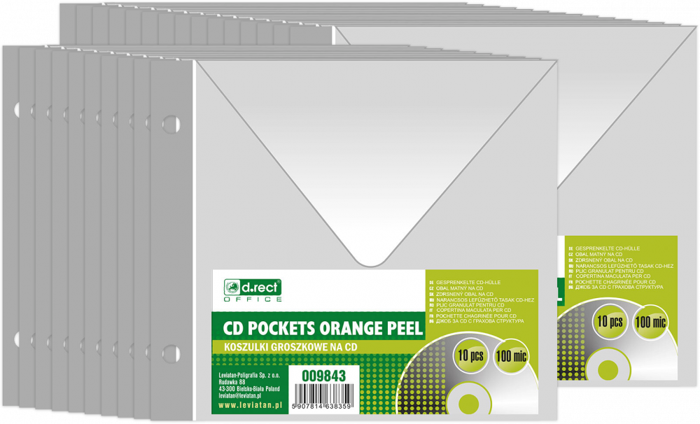 25x Koszulki groszkowe na CD D.Rect, A10, 100μm, 10 sztuk, transparentny