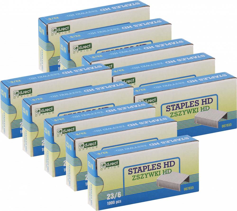 10x Zszywki D.Rect HD 23/6, 1000 sztuk, srebrny