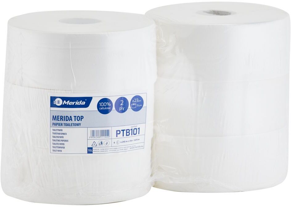 Papier toaletowy Merida Top, 2-warstwowy, 6 rolek, 23cmx245m, biały
