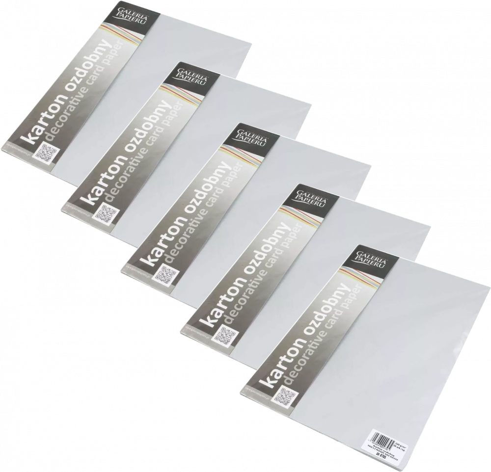 5x Karton ozdobny Galeria Papieru Millenium, A4, 220g/m2, 20 arkuszy srebrny