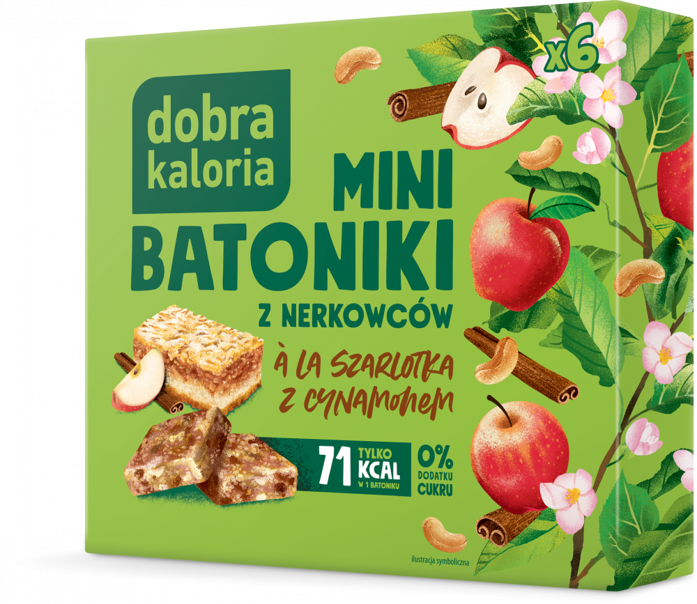 Mini batoniki z nerkowców a'la szarlotka z cynamonem, Dobra Kaloria, 6 sztuk, 102g