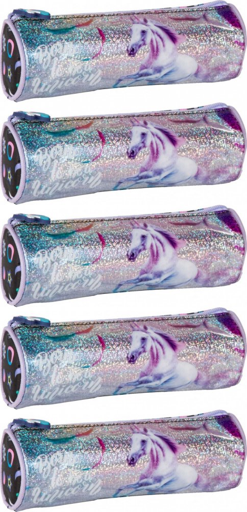 5x Piórnik tuba Derform Jednorożec 15, bez wyposażenia, 7x21cm, fioletowy