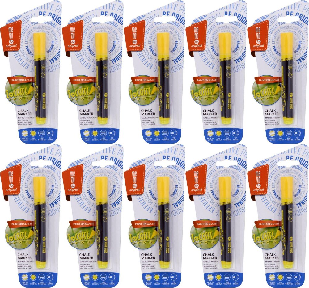 10x Marker kredowy MemoBe, okrągła, 2-3mm, żółty neonowy