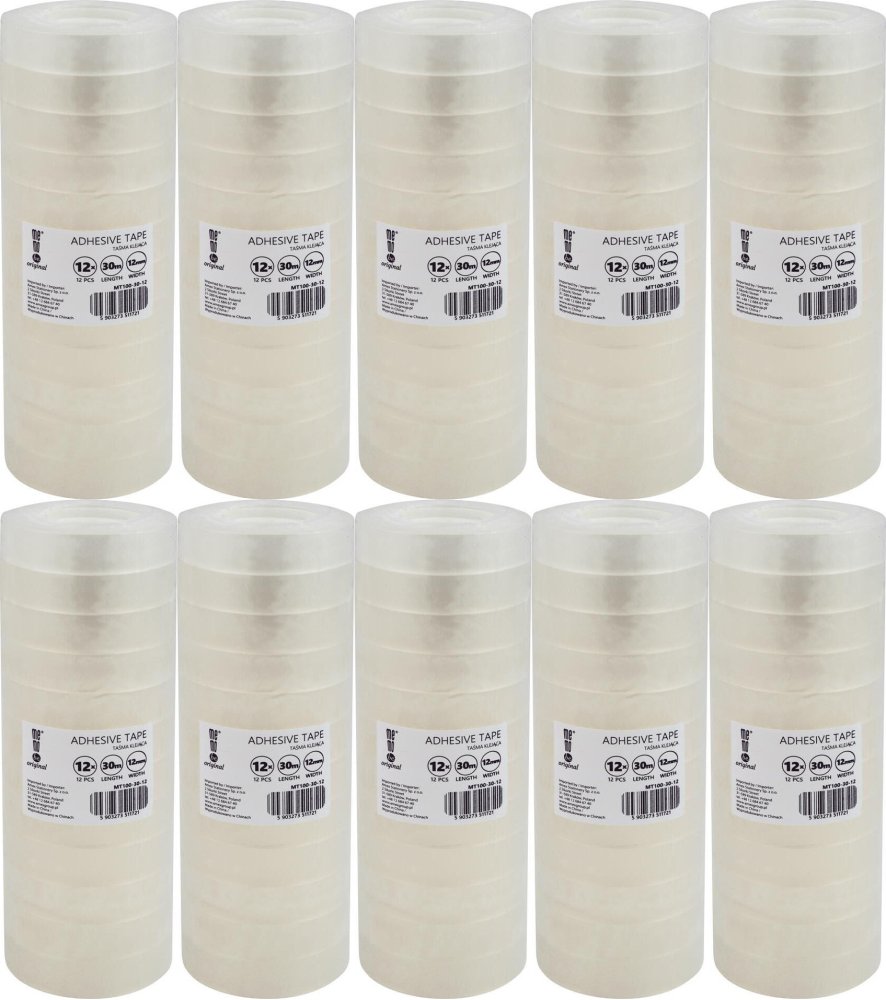 10x Taśma klejąca MemoBe 12mmx30m, 12 sztuk, przezroczysty