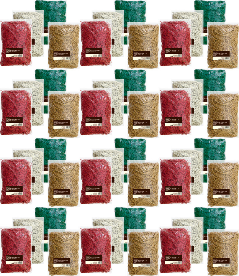 12x Gumki recepturki Grand, 140mm, 1kg, mix kolorów