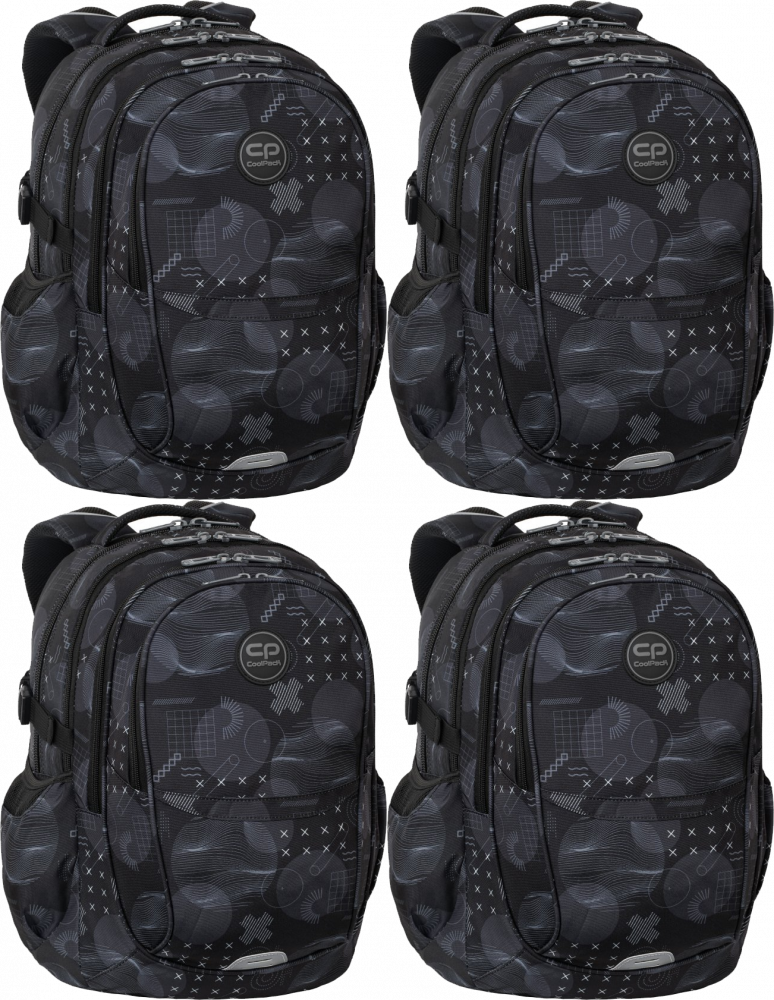 4x Plecak szkolny CoolPack Factor Ships, czterokomorowy, 29l, 46x32x17cm, czarny