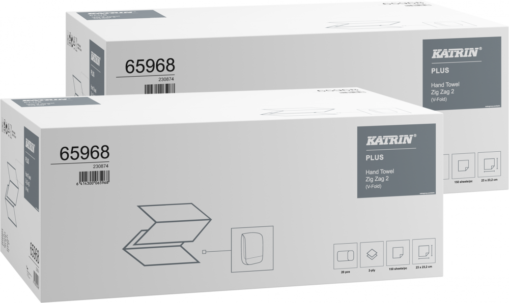 2x ręcznik papierowy Katrin ZZ plus, dwuwarstwowy, w składce ZZ, 20x150 składek, biały