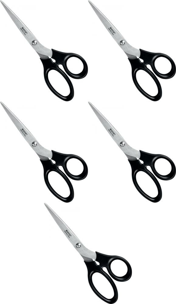 5x Nożyczki Leitz, ze stali nierdzewnej, 20cm, czarny