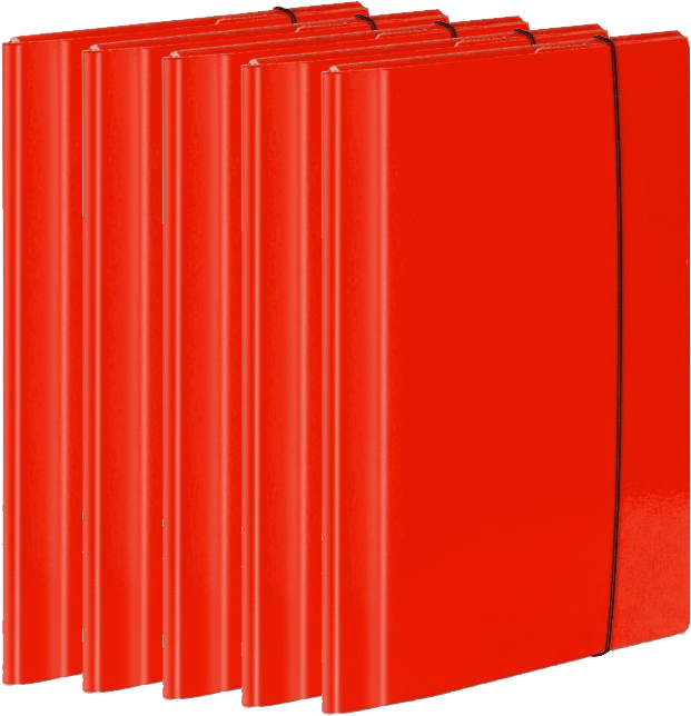 5x Teczka z gumką laminowana VauPe Large 2, A4, 20mm, czerwony
