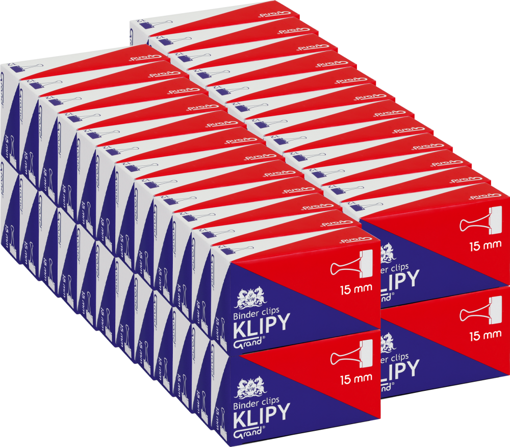 48x Klip biurowy Grand, 15 mm, 12 sztuk, czarny
