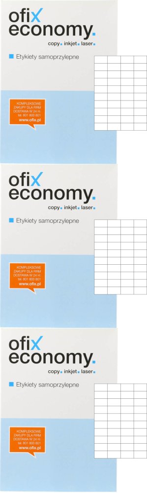 3x Etykiety samoprzylepne Ofix Economy, 52.5x29.6mm, 100 arkuszy, biały