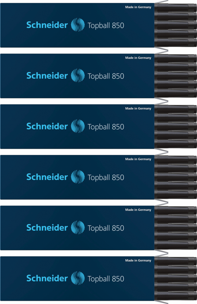30x Wkład do pióra kulkowego Schneider, Topball 850, czarny