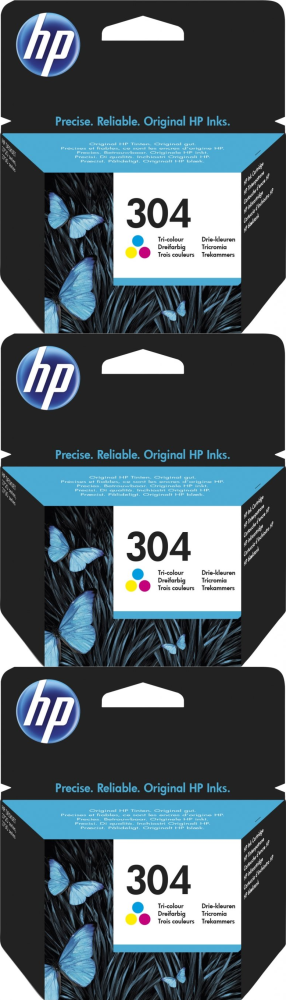 3x Tusz HP 304 (N9K05AE), 100 stron, CMY cyan (błękitny), magenta (purpurowy), yellow (żółty)