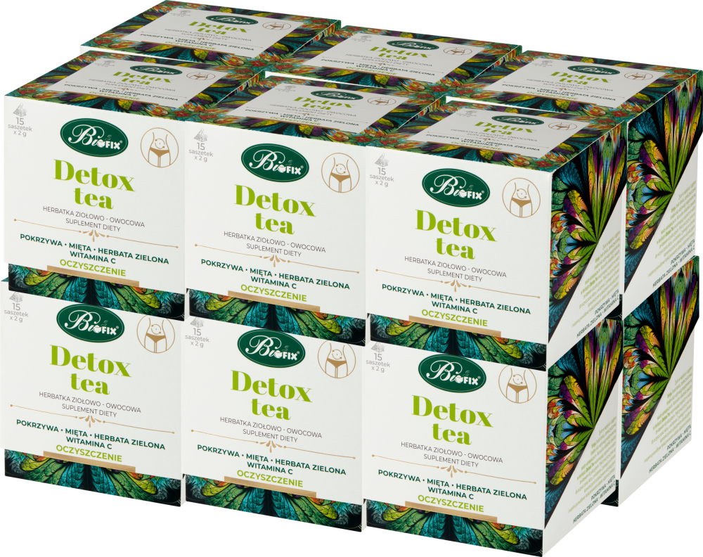 12x Herbata funkcjonalna w torebkach Bifix Detox Tea, oczyszczenie, 15 sztuk x 2g