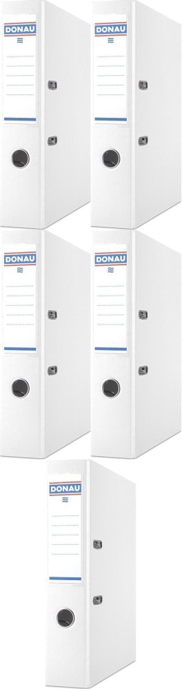 5x Segregator A4 Donau Master, szerokość grzbietu 75mm, do 500 kartek, biały