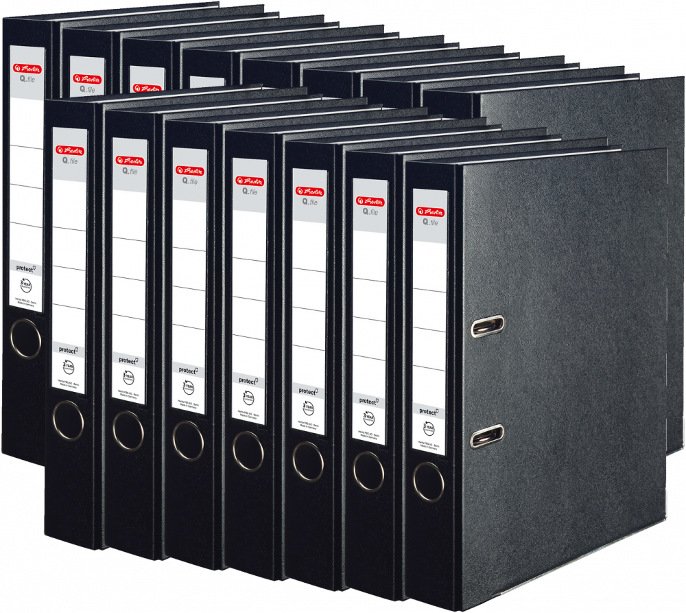 15x Segregator A4 Herlitz Q.file, 50mm, czarny