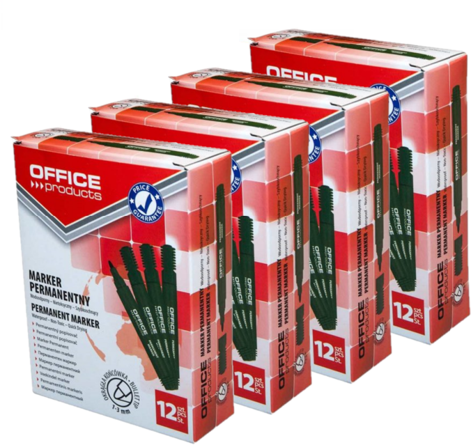 50x marker permanentny Office Products, okrągła, 1-3mm, zielony
