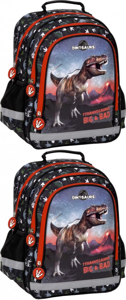 2x Plecak szkolny Derform 15 B Dinozaur 17, dwukomorowy, 18l, 38x28x18cm