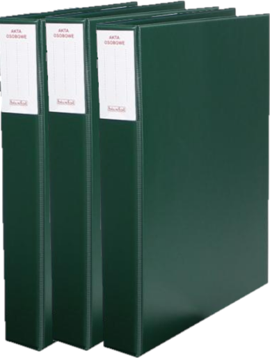 3x Teczka do akt osobowych Biurfol, A4, 45mm, zielony ciemny