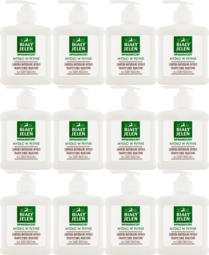 12x Mydło w płynie Biały Jeleń, z dozownikiem, 500 ml