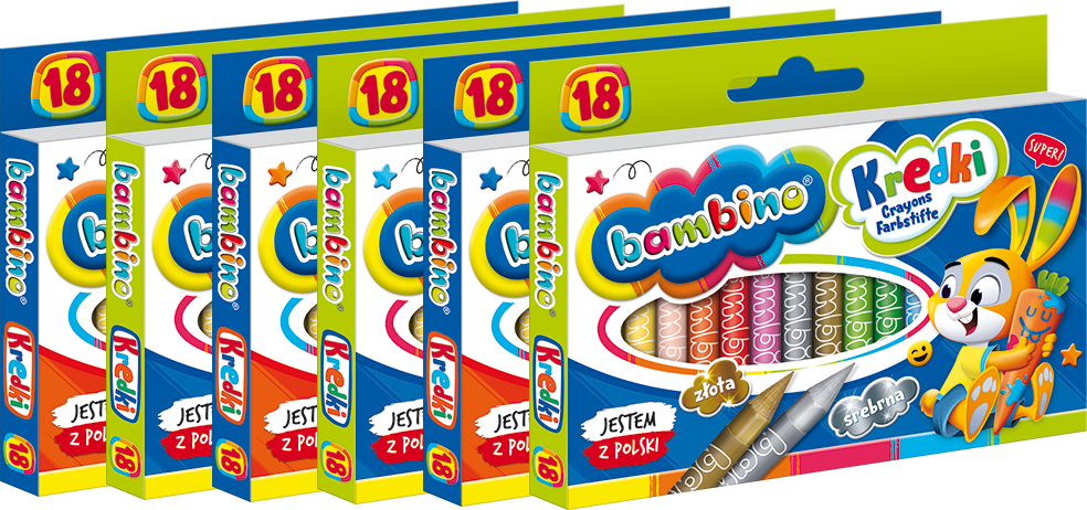 6x Kredki Bambino Zwierzaki Uczniaki, 18 sztuk, mix kolorów
