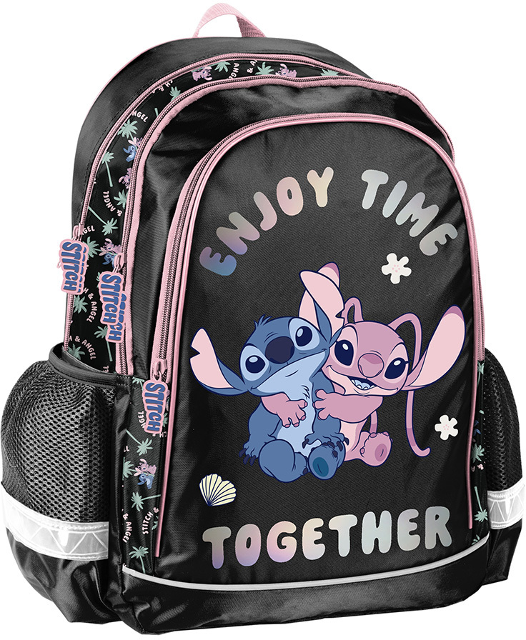 Plecak szkolny Paso Disney Stitch, dwukomorowy, 38x28x15cm, czarny