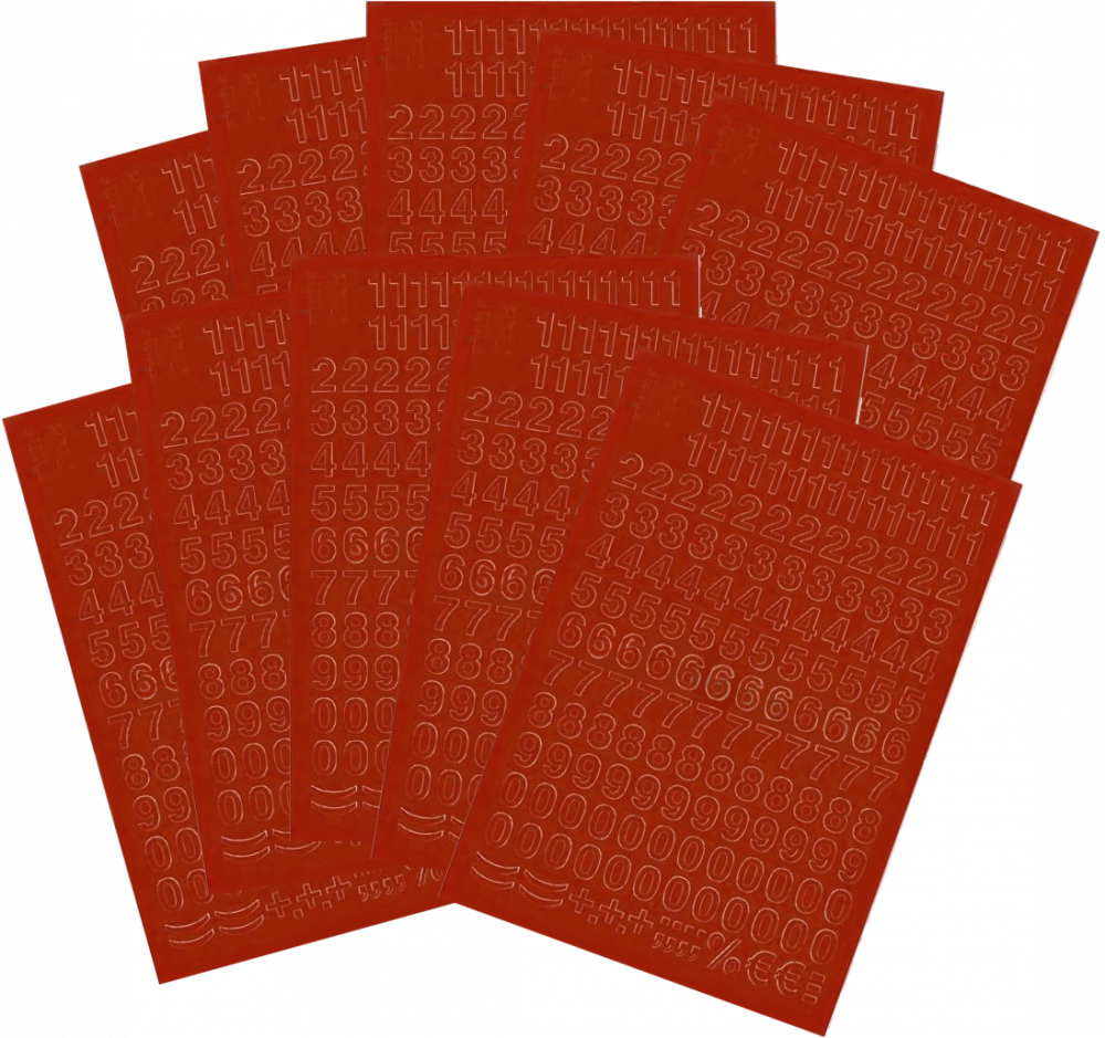 10x Cyfry samoprzylepne, 1 cm, czerwony
