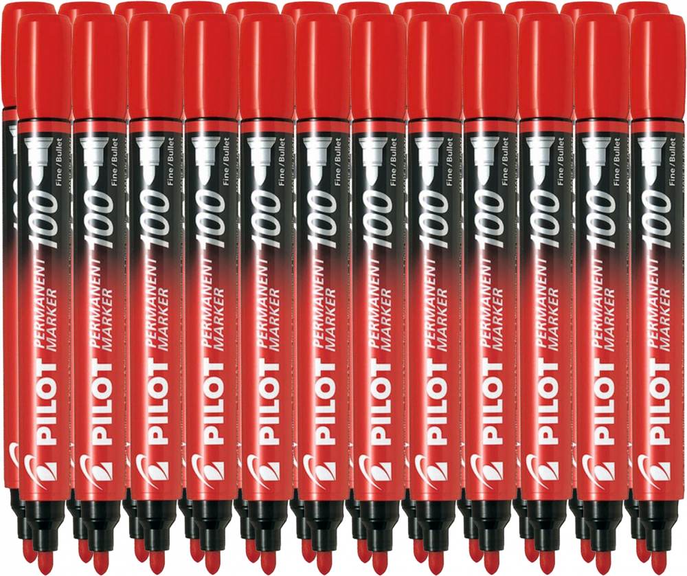 24x Marker permanentny Pilot, SCA 100, okrągła, 4.5mm, czerwony