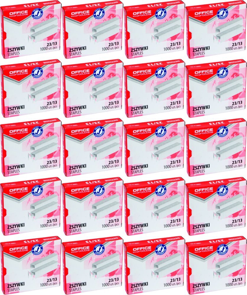 20x Zszywki Office Products 23/13, 1000 sztuk, srebrny