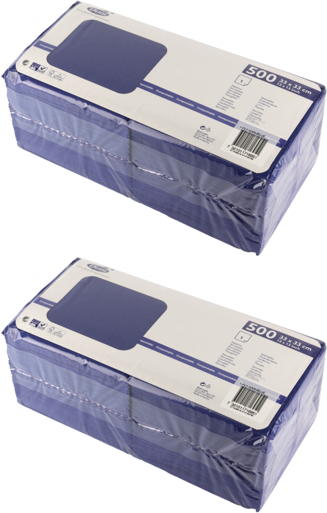 2x Serwetki bibułkowe Duni, 33x33cm, 1-warstwowe, 500 sztuk, granatowy