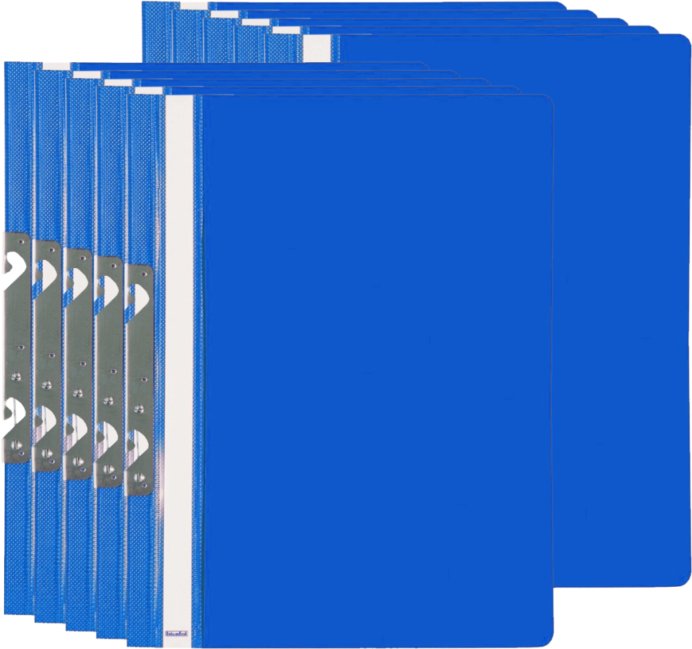 Skoroszyt plastikowy hakowy Biurfol, twardy, A4, do 200 kartek, niebieski 20szt