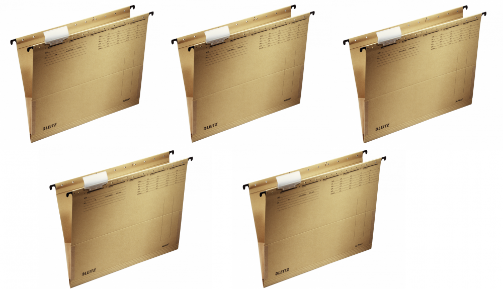 5x teczka zawieszana kartonowa z rozciągliwymi bokami Leitz Alpha, A4, 348x260mm, 275g/m2, brązowy