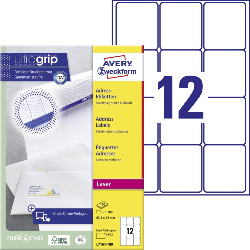 Etykiety adresowe Avery Zweckform QuickPeel, 63.5x72mm, 100 arkuszy, biały