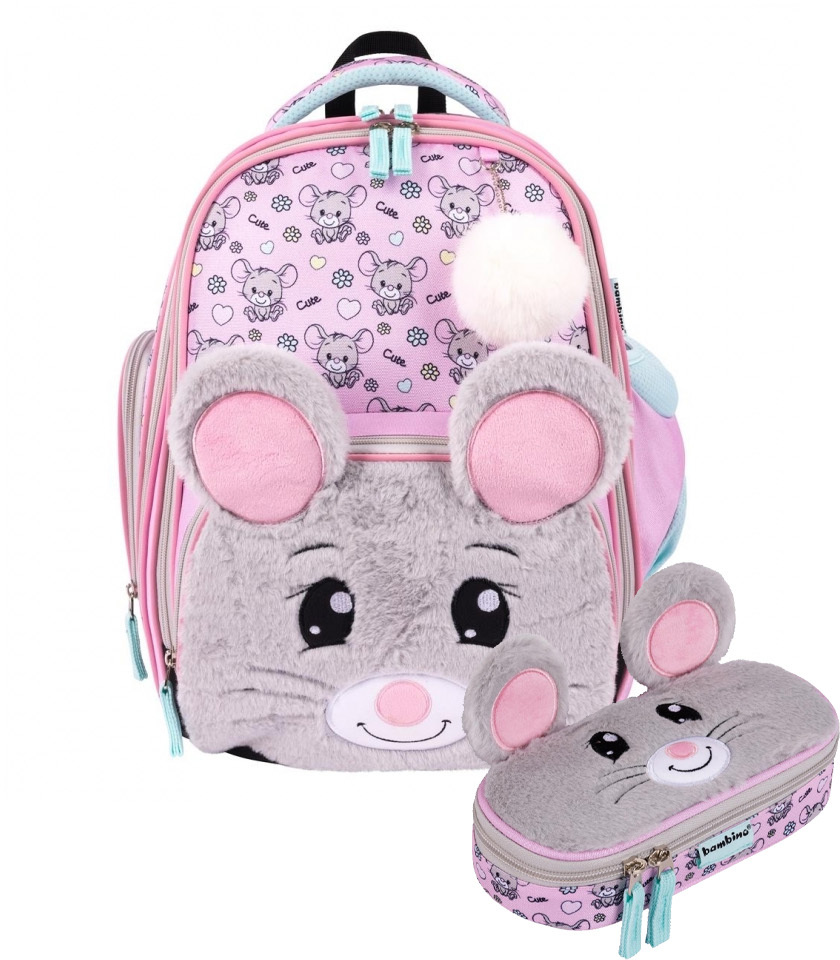 Zestaw: Plecak szkolny Bambino premium B8 + piórnik Bambino PCL1 Mouse