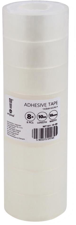 Taśma klejąca MemoBe 18mmx10m, 8 sztuk, przezroczysty