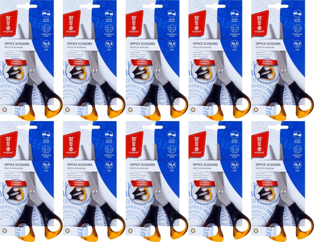 10x Nożyczki biurowe MemoBe, 15.5cm, bursztynowy