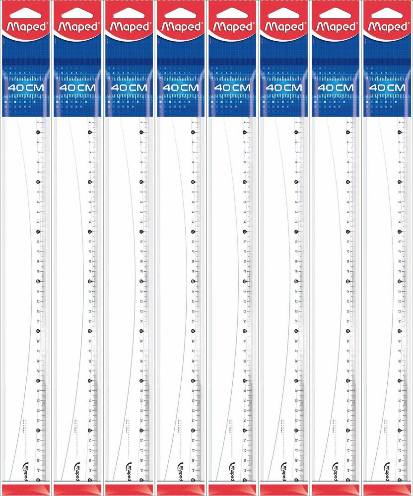 8x Linijka Maped Classic, 40cm, transparentny